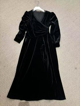 【门店同款】ENJOY冬季系带V领丝绒长裙 160495647