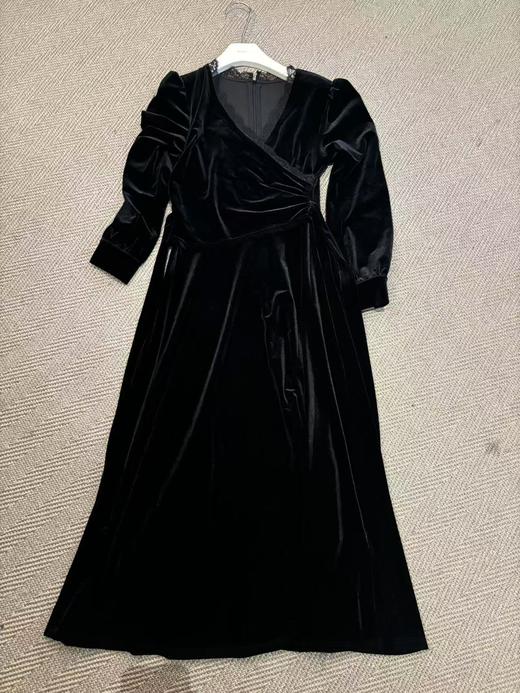 【门店同款】ENJOY冬季系带V领丝绒长裙 160495647 商品图0