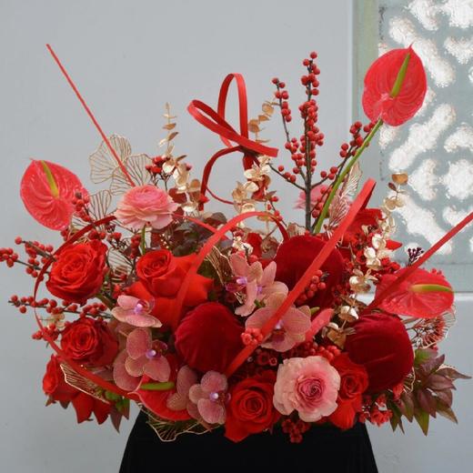 联盛-红色系混搭桌花 商品图0
