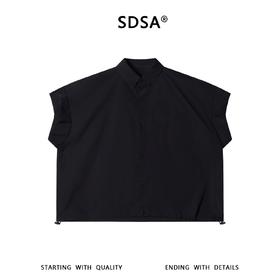 SDSA男装2026新款高贵轻奢无袖阔版扣领衬衫宽松落肩休闲上衣