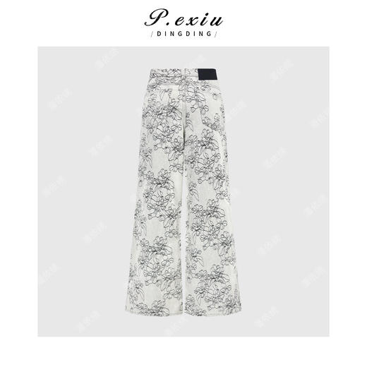 PanYiXiu/潘依绣复古新中式刺绣花卉宽松显瘦直筒阔腿牛仔裤 S9699 商品图2