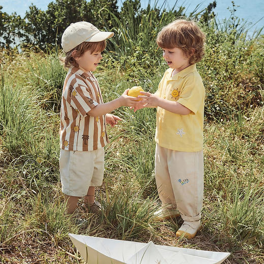 迷你巴拉巴拉男童短袖衬衫竹棉透气度假风翻领开襟上衣2026夏新品 商品图3