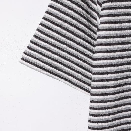 SDSA男装2026新款轻奢美式复古撞色领肌理感条纹宽松短袖T恤百搭 商品图3