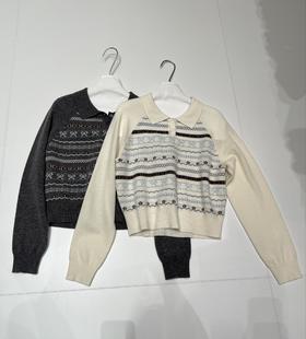 【门店同款】ENJOY秋季岛风翻领羊毛衫 165943891