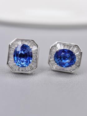 1.75ct蓝宝石耳钉