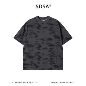 SDSA男装2026新款高贵轻奢简约扎染简约圆领短袖T恤百搭宽松上衣