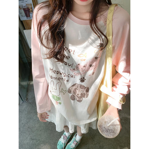 <曾小咸推荐>4.5现货秒杀 ！微信超特价！韩系印花撞色长袖 日常159.99 立减90 秒杀69.99！！ 商品图1