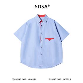 SDSA男装2026新款高贵轻奢潮牌复古风撞色竖条纹宽松短袖衬衫