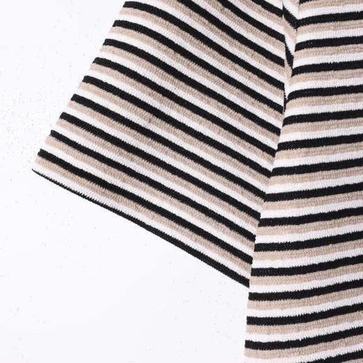 SDSA男装2026新款轻奢美式复古撞色领肌理感条纹宽松短袖T恤百搭 商品图2