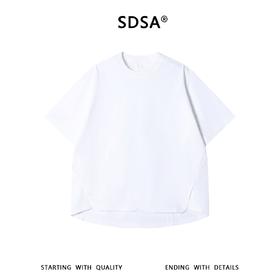SDSA男装2026新款轻奢弧形下摆宽松短袖T恤小众设计感圆领上衣