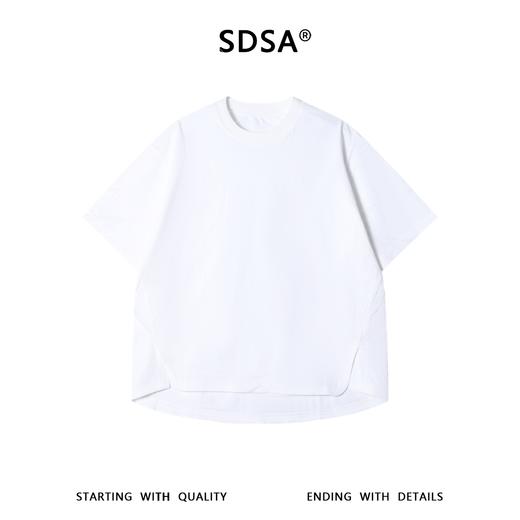 SDSA男装2026新款轻奢弧形下摆宽松短袖T恤小众设计感圆领上衣 商品图0
