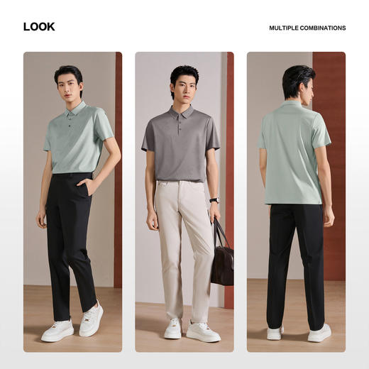 【无缝/桑蚕丝/印花POLO衫】柒牌男士2026夏季商务翻领短袖POLO衫 130T70970 商品图2