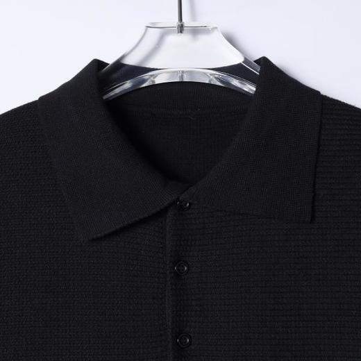 SDSA男装2026高贵轻奢老钱风简约纯色华夫格针织翻领短袖T恤百搭 商品图2