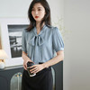 米思阳2026夏季新款职业气质高级感缎面衬衫蝴蝶结短袖上衣女小衫1816/1240 商品缩略图1