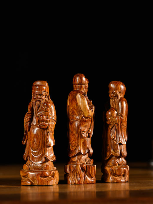 二十世纪	黄花梨木雕福禄寿人物摆件一组 商品图1