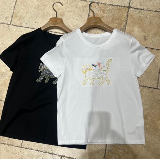 【门店同款】ENJOY夏季钉珠亮片小猫T 162847159 商品图0