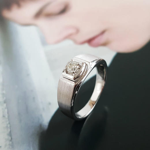 【天然正品】AU750白金简约时尚宽版0.195克拉钻石戒指15号（戒圈可改）110326TJ16 商品图5