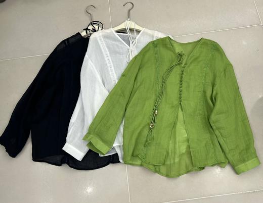 【门店同款】ENJOY秋季韩系V领亚麻衬衫 164293381 商品图4