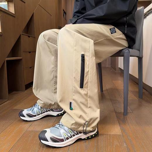 F040301春款新款魔术贴男士休闲工装暗格子双口袋宽松舒适直筒冲锋裤 商品图2