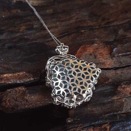 【天然正品】A货翡翠AU750收藏级双色金镶钻镶天然细腻木那雪花棉高冰种蝴蝶仙子造型翡翠吊坠项链36.6*30.5*10.2MM（皆取最大值）250326NJS23 商品图5