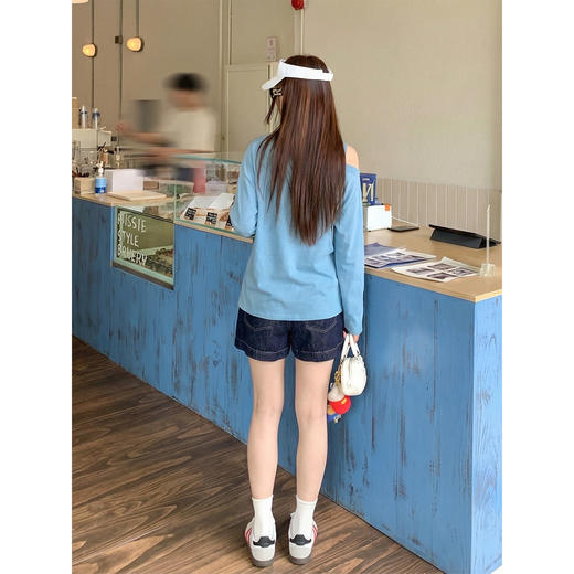 <曾小咸推荐>4.5现货秒杀 ！微信超特价！韩系印花斜肩t恤长袖 日常149.99 立减80 秒杀69.99！！ 商品图4