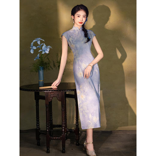 绝美高级感旗袍复古气质年轻款文艺少女显白连衣裙 商品图3