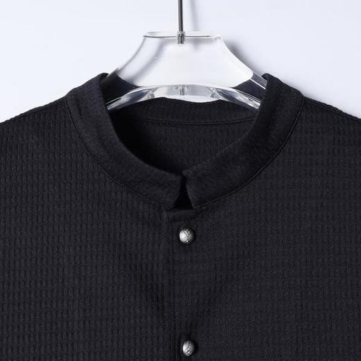 SDSA男装2026新款高贵轻奢极简风华夫格肌理立领短袖衬衫百搭休闲 商品图1