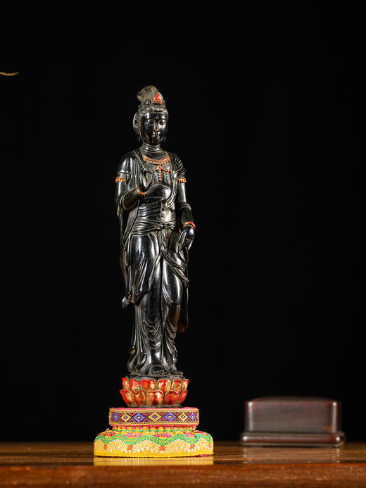 清	紫檀漆金观音像 商品图1