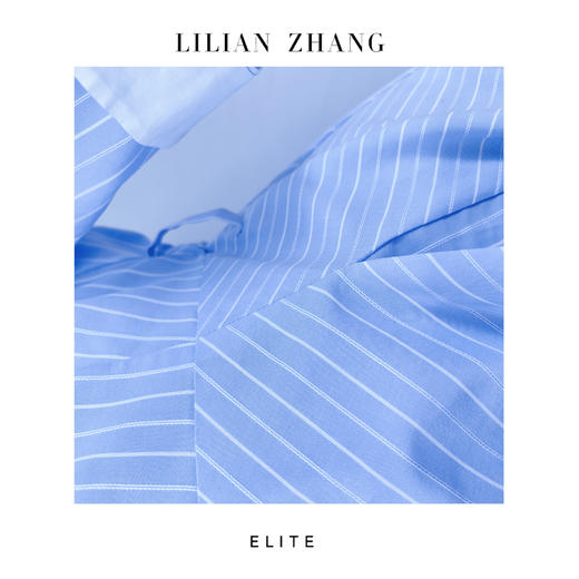 定制静奢风 「戛纳海风」盐系清简法式斜裁条纹蓝调衬衫裙 2601006 商品图3