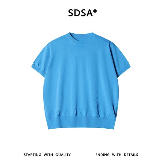 SDSA男装2026新款高贵轻奢老钱风纯色针织圆领短袖T恤百搭时尚 商品图0