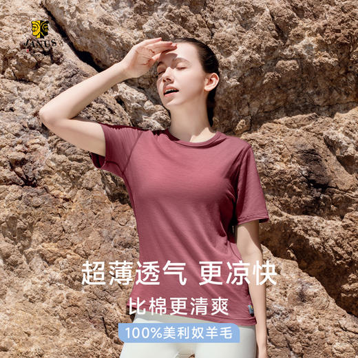 【S-XXL】挪威进口JANUS女士100%美利奴羊毛超轻羊毛T恤  克重159g/㎡ 120支【2026新色】 商品图1