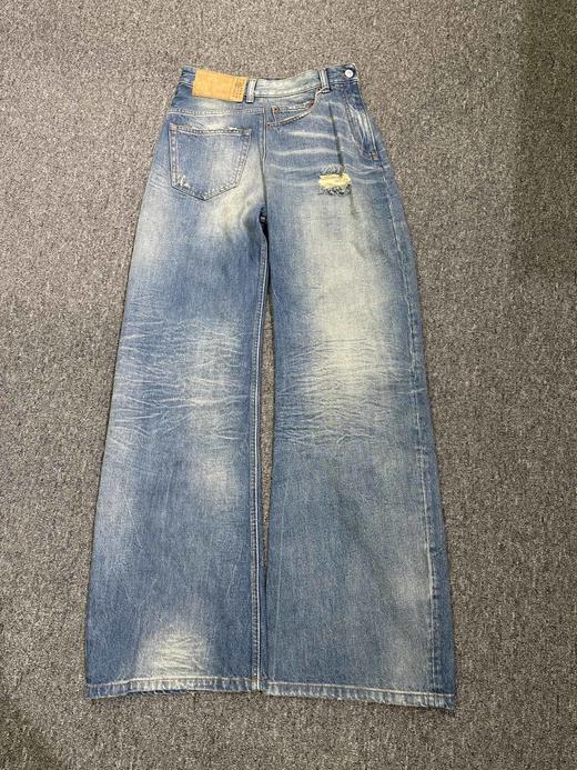 女款褶皱做旧高腰牛仔裤长裤la016 商品图1