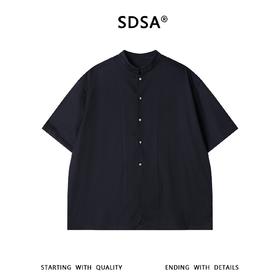 SDSA男装2026新款高贵轻奢极简风华夫格肌理立领短袖衬衫百搭休闲