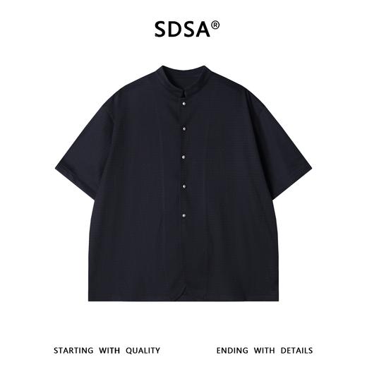 SDSA男装2026新款高贵轻奢极简风华夫格肌理立领短袖衬衫百搭休闲 商品图0