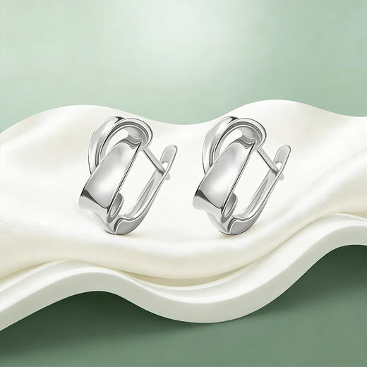 【宏艺珠宝】流云扣·银s925耳饰 商品图1