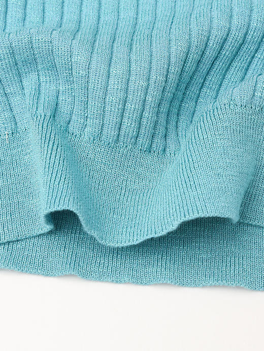 湖蓝色坑条针织无袖 T 恤女 2026 新款 圆领宽松显瘦小飞袖冰丝上衣 小个子百搭 商品图4