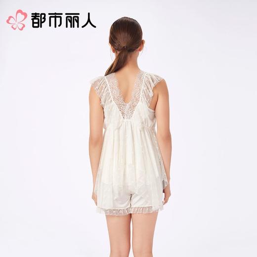 都市丽人睡衣女士睡衣薄家居服网纱冰丝睡衣女士网纱短袖套装有杯垫背心短裤LHC2E3 商品图2
