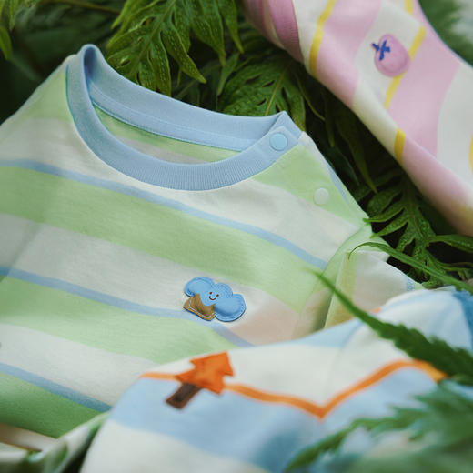 【纯棉条纹T恤】迷你巴拉巴拉男女童短袖T恤宝宝撞色条纹婴儿夏装 商品图1