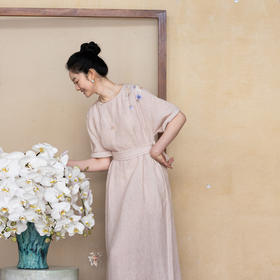 牧衣游原创 重工手绣汉麻连衣裙女新款宽松轻薄古朴文艺长裙 晴川