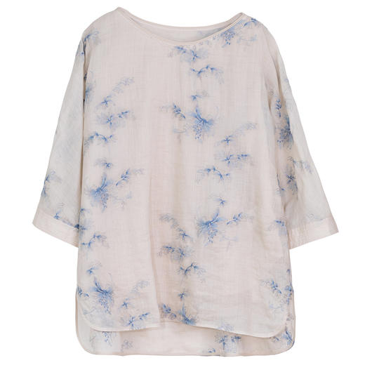 牧衣游原创 匹绣苎麻小衫女夏季新款轻薄百搭宽松文艺上衣 花拾光 商品图4