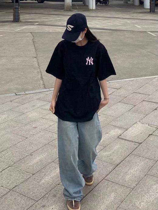 F040314夏季新款双砂面料立体印花舒适透气亲肤粉色兔子甜甜圈情侣短袖T恤 商品图5