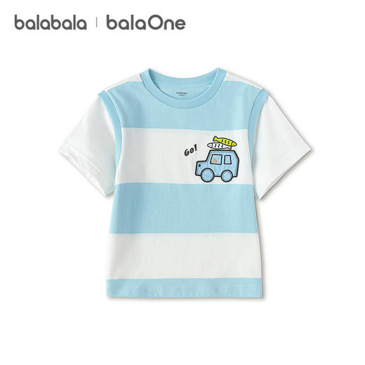 【balaOne】巴拉巴拉儿童短袖t恤男女童2026新夏装假两件条纹上衣 商品图4