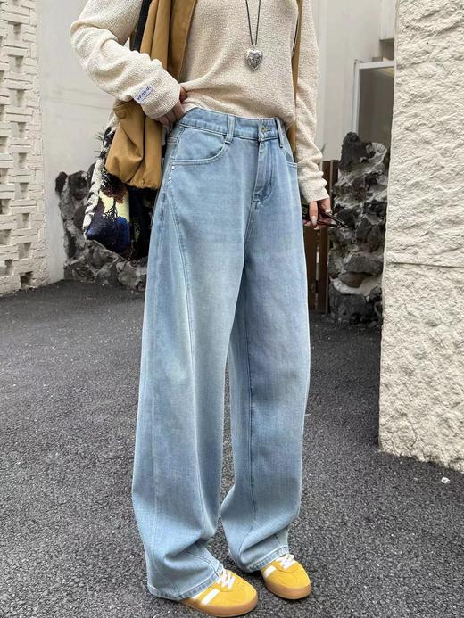 F040305春夏季新款四面弹杨桃裤女春季休闲百搭宽松阔腿牛仔裤拖地长裤 商品图14