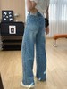 F040304春季新款阔腿牛仔裤女高腰垂感带钻满天星爆闪烫钻直筒长裤 商品缩略图13