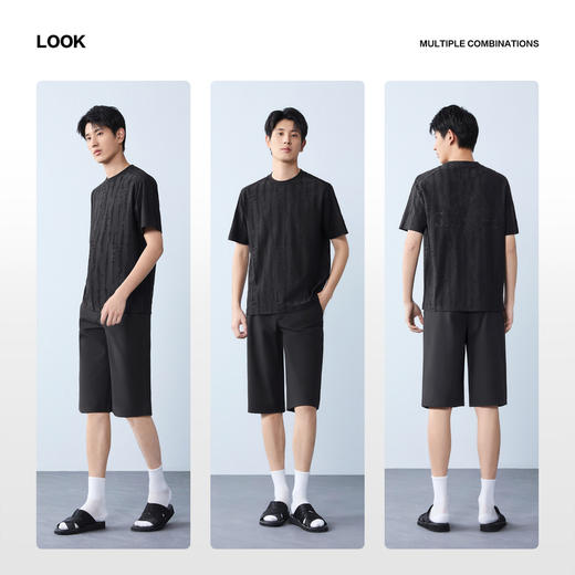 【老虎图案】柒牌短袖T恤2026夏季新款圆领棉涤提花肌理休闲上衣 130T71680 商品图2