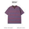 SDSA男装2026新款高贵轻奢高街复古撞色条纹圆领短袖T恤百搭时尚 商品缩略图0