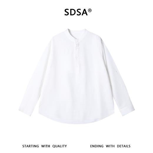 SDSA男装2026新款高贵轻奢潮牌复古亨利领宽松长袖衬衫 商品图0