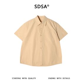 SDSA男装2026新款高贵轻奢基础款宽松短袖衬衫弧形下摆休闲上衣