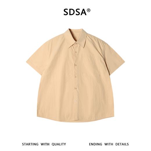 SDSA男装2026新款高贵轻奢基础款宽松短袖衬衫弧形下摆休闲上衣 商品图0