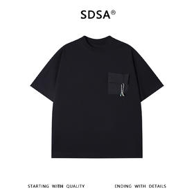 SDSA男装2026新款高贵轻奢撞色肌理口袋装饰宽松短袖T恤百搭时尚